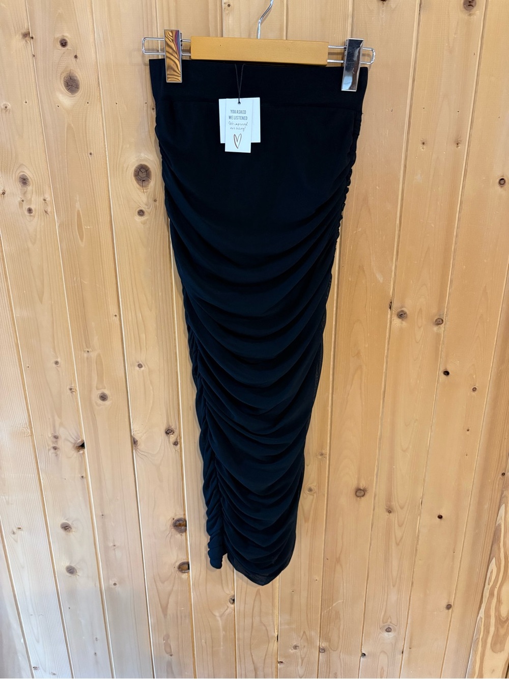 Black Ruched Pencil Skirt - Women